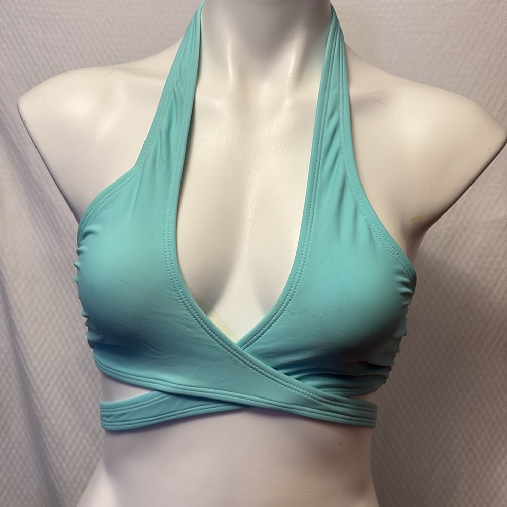 Aerie blue bikini swimsuit 2 piece crop size S low rise bottoms light blue - Picture 2 of 10
